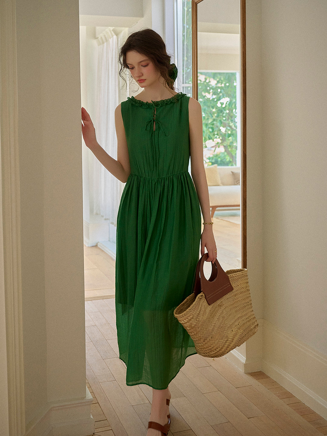 Paris Ruffle V-Neck Sleeveless Dress