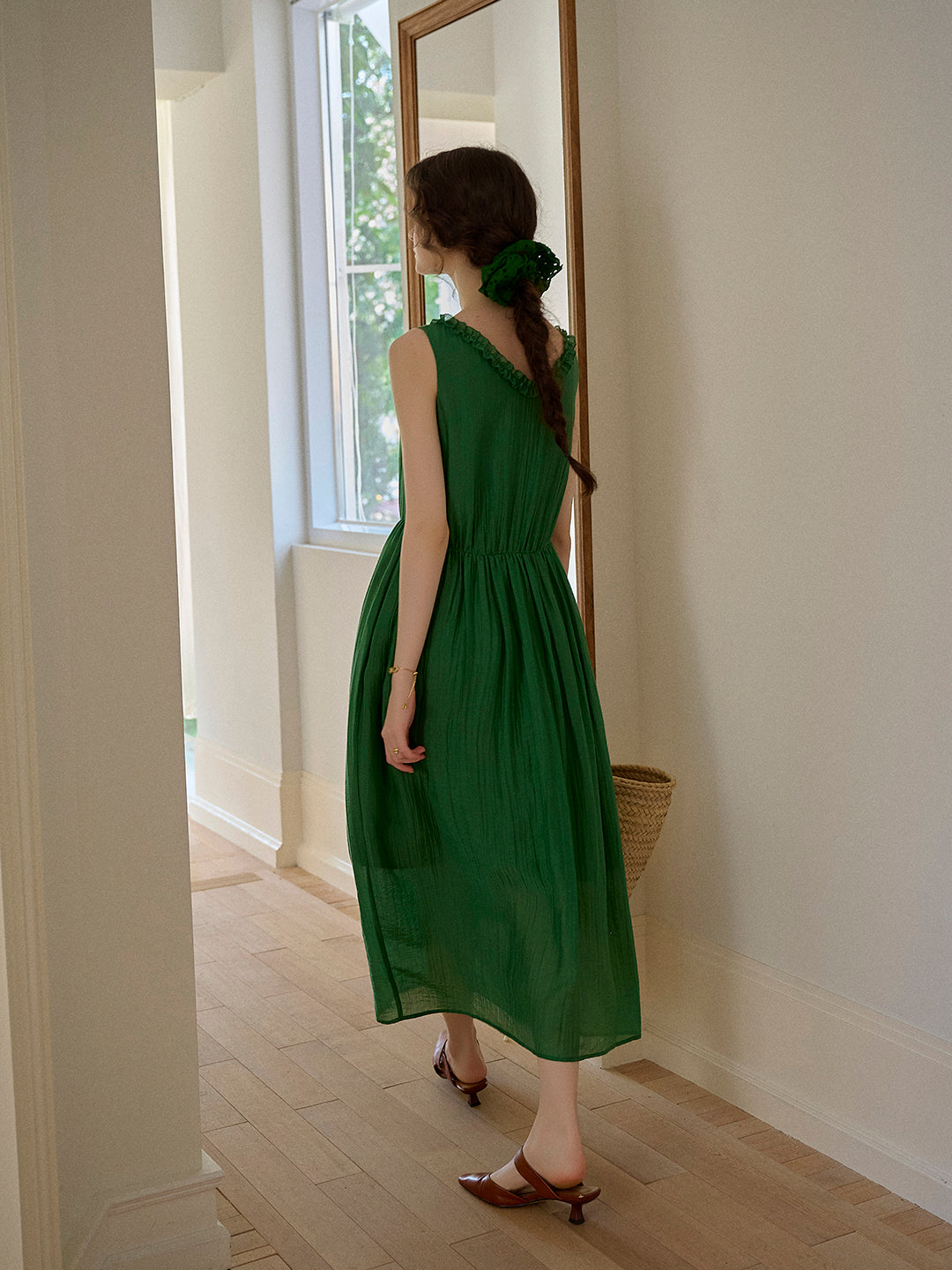 Paris Ruffle V-Neck Sleeveless Dress