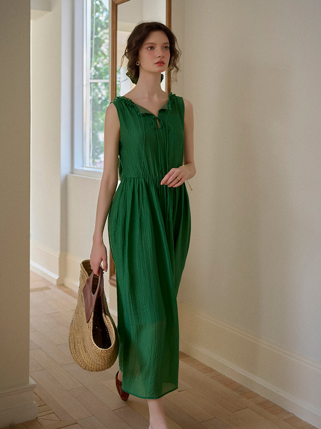 Paris Ruffle V-Neck Sleeveless Dress
