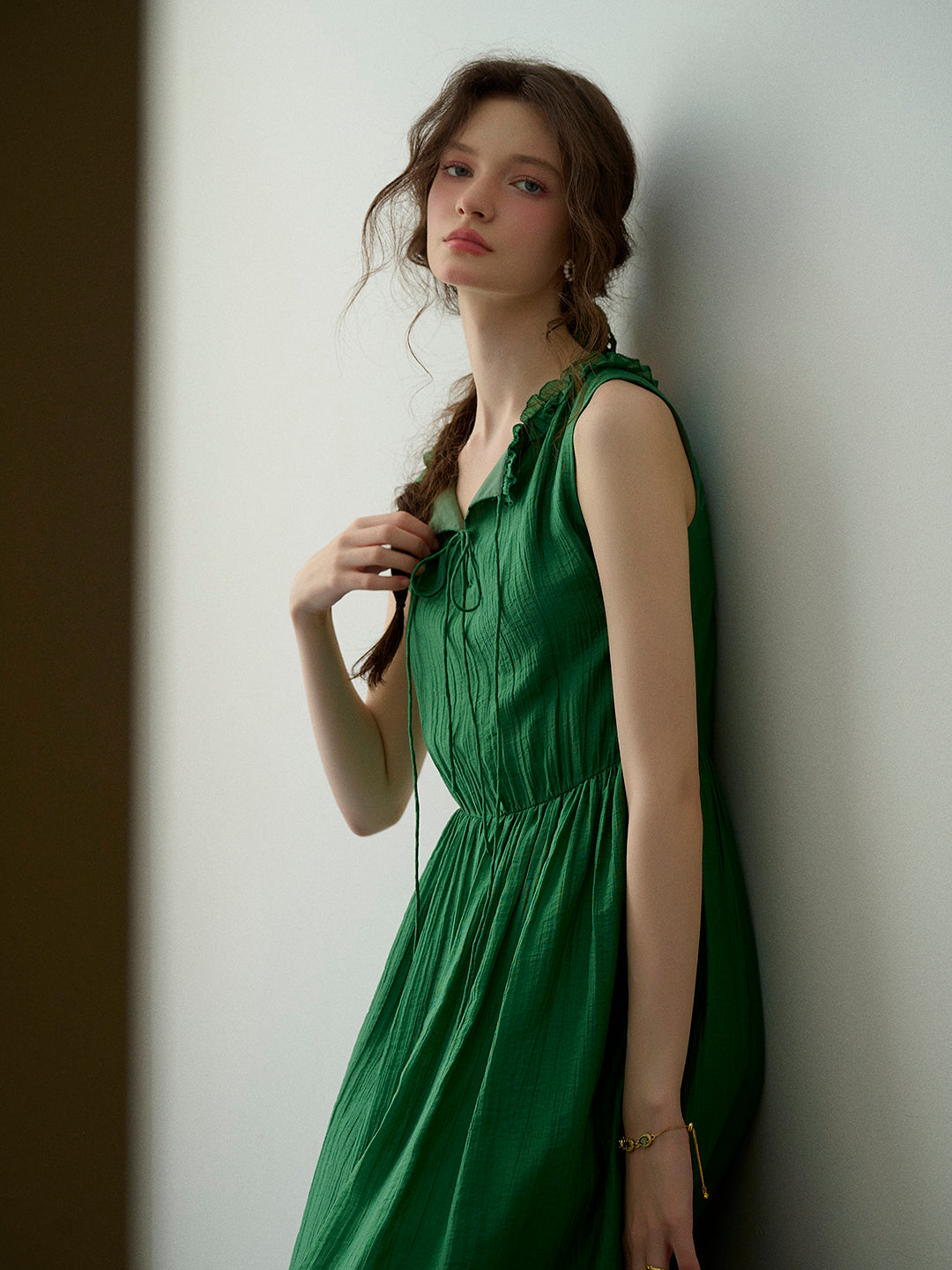 Paris Ruffle V-Neck Sleeveless Dress