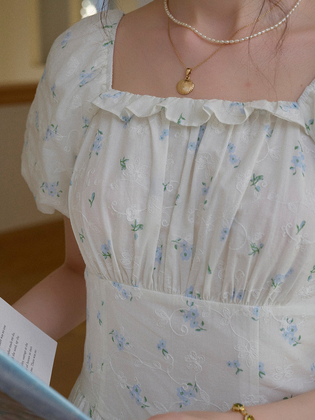 【Final Sale】Lara Square Neck Floral 100% Cotton Dress