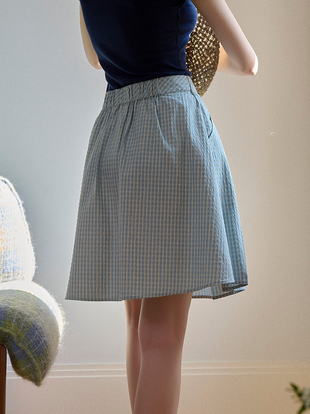 Marigold Plaid Pocket Pleated Skirt