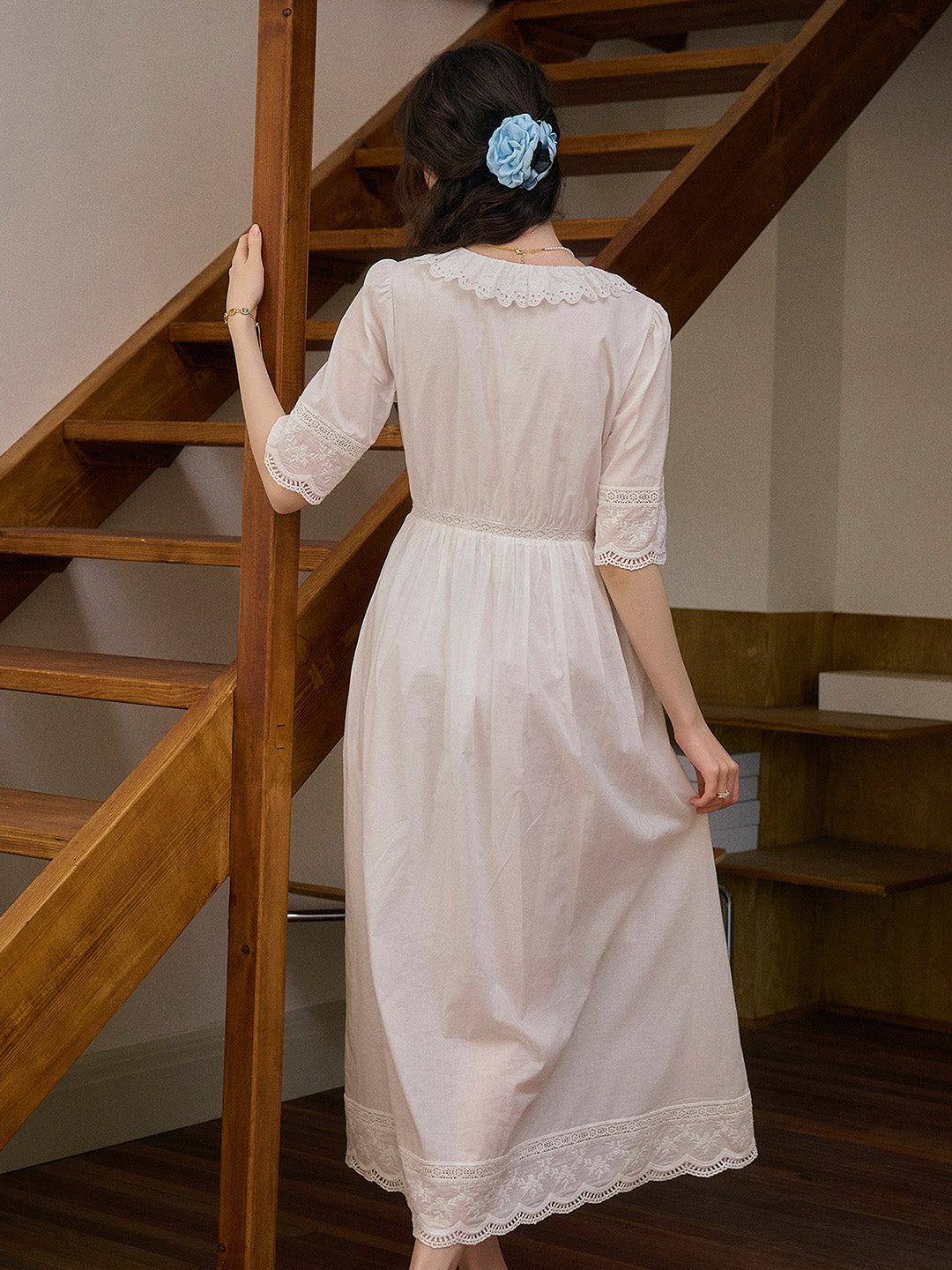 Noelle Ruffle V-Neck 100% Cotton Dress