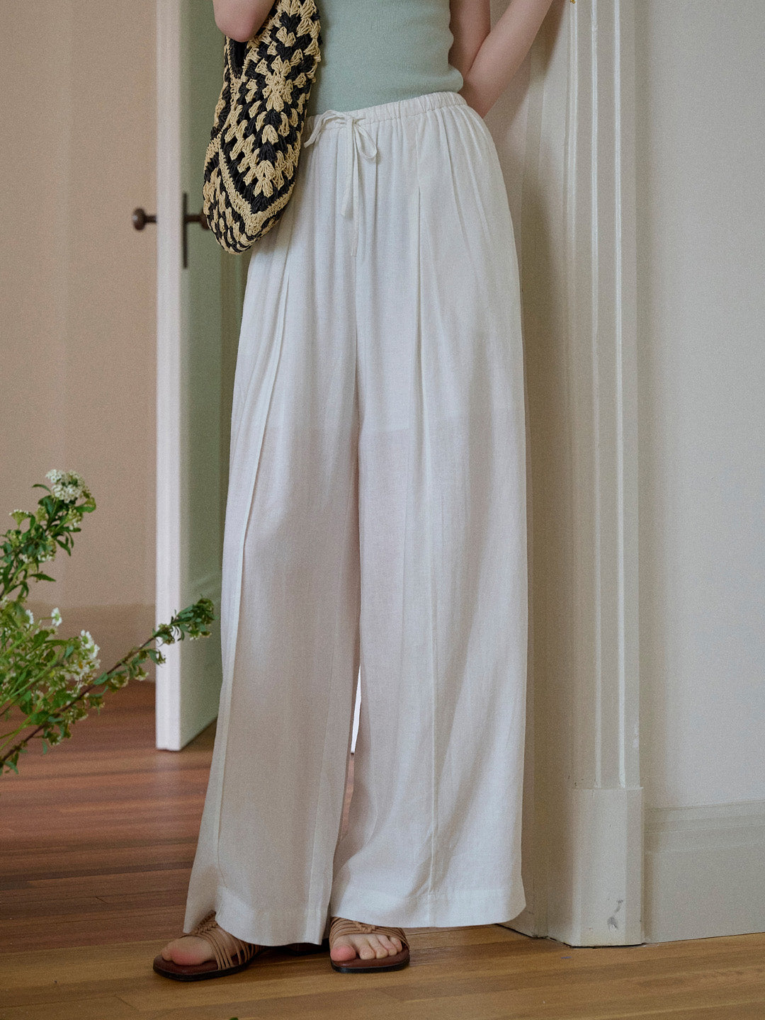 Nova Simple Elastic Waist Trousers - Khaki