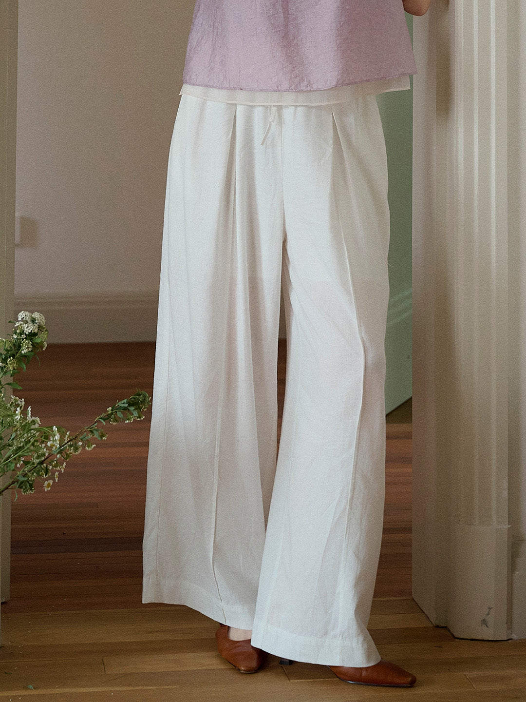 Nova Simple Elastic Waist Trousers - Khaki