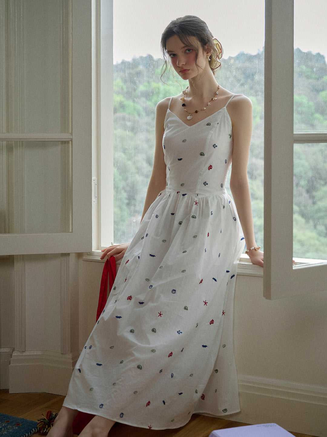 Zelda Suspender Embroidery 100% Cotton Dress