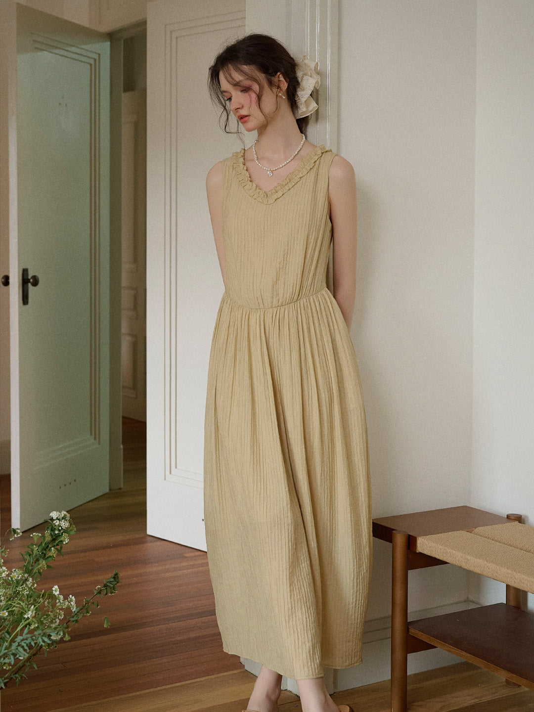 Jolene Ruffle Round Neck Sleeveless Dress