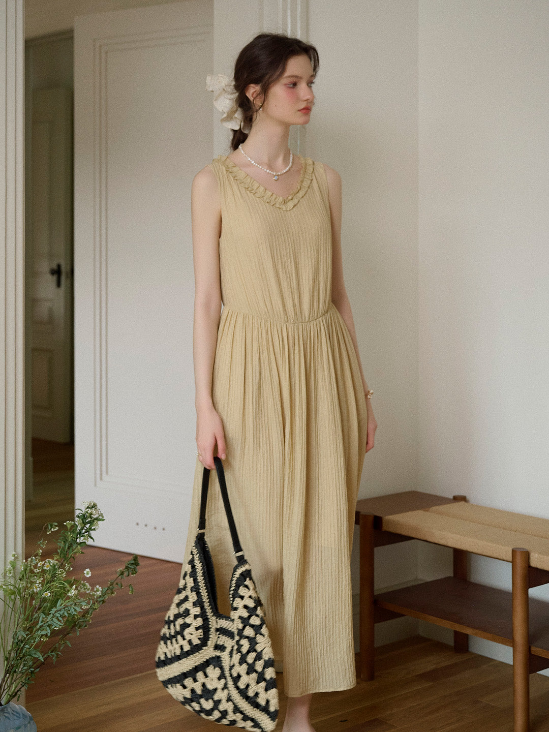 Jolene Ruffle Round Neck Sleeveless Dress