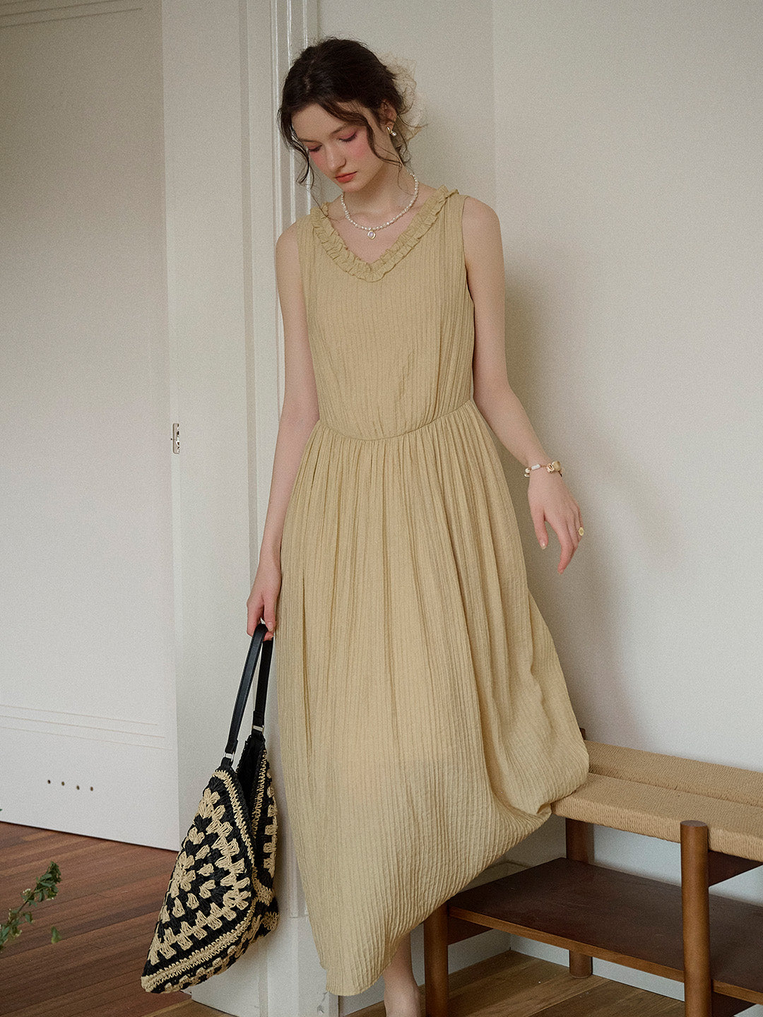 Jolene Ruffle Round Neck Sleeveless Dress