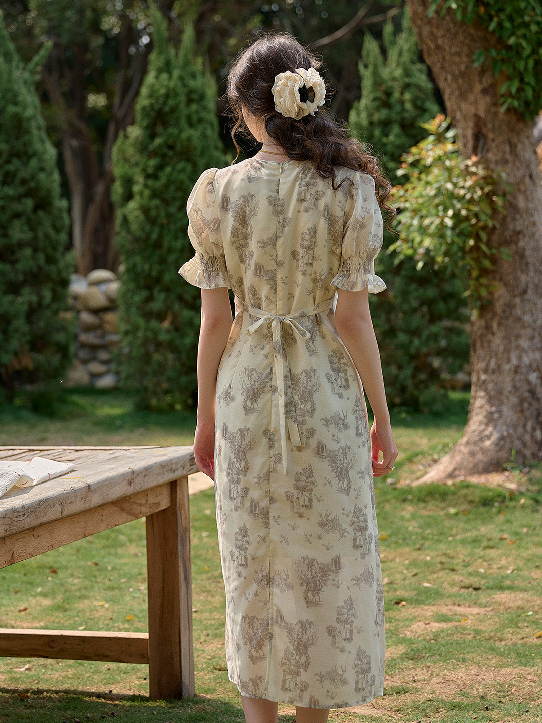 【Final Sale】Xena V-Neck Floral Puff Sleeve Dress