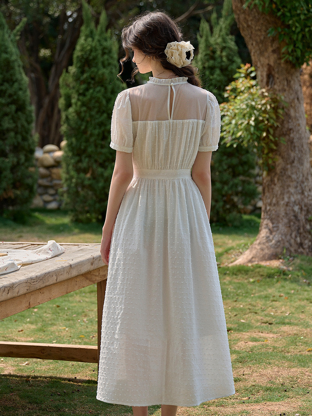 【Final Sale】Sabrina Ruffle Neck 100% Cotton Dress