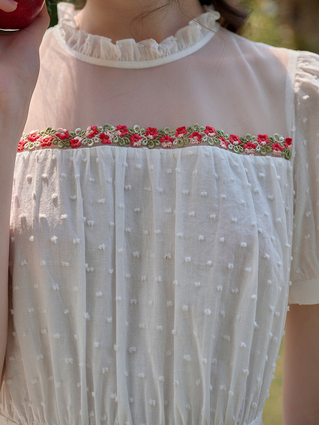 【Final Sale】Sabrina Ruffle Neck 100% Cotton Dress