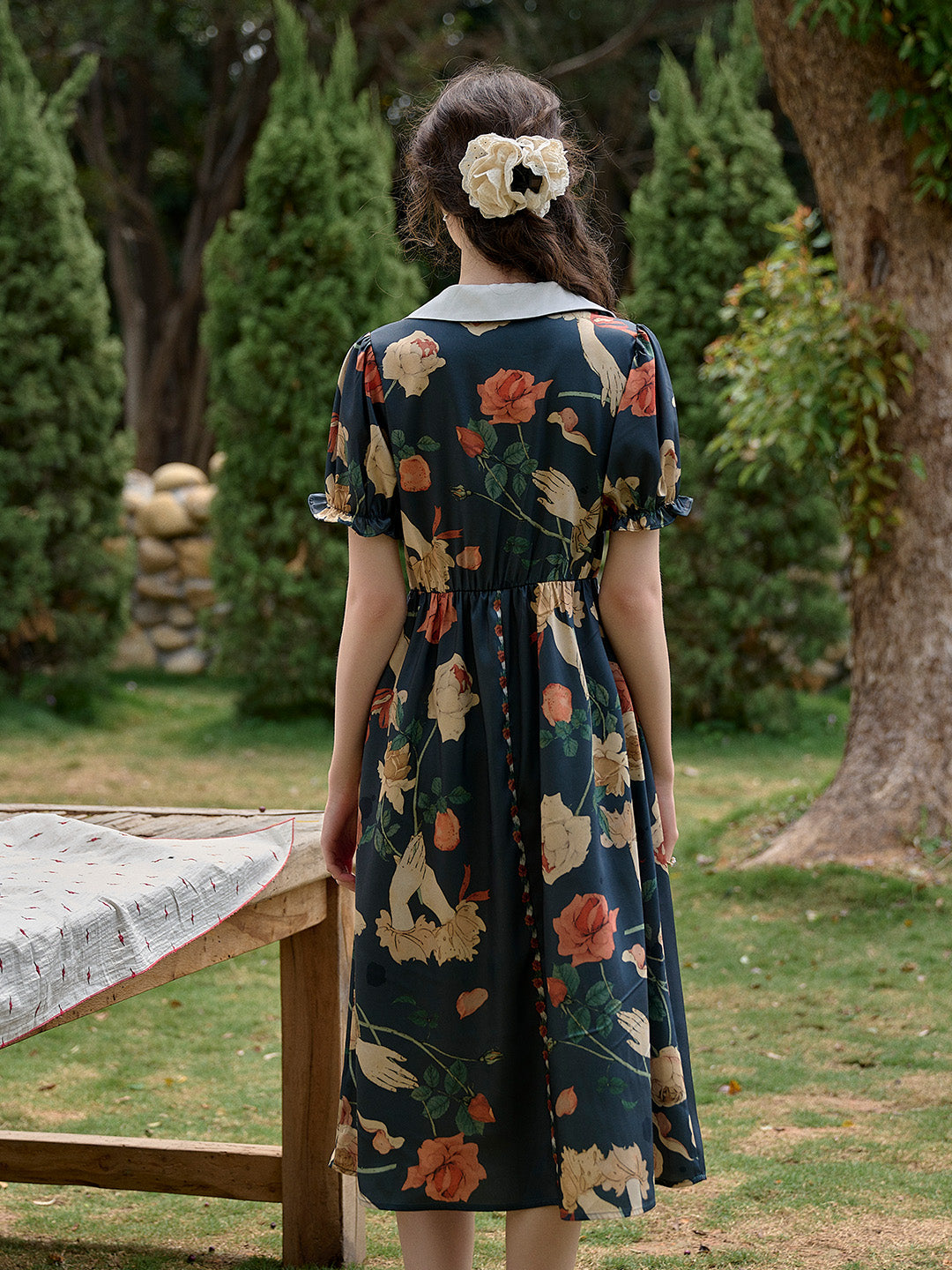 【Final Sale】Sierra V-Neck Rose Floral Dress
