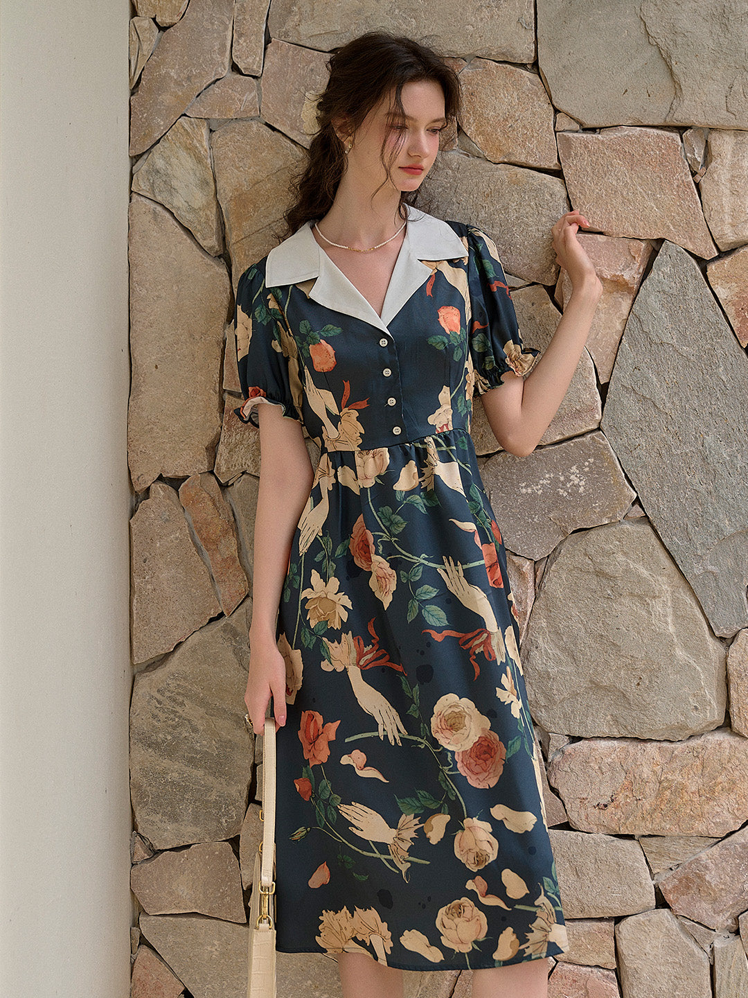 【Final Sale】Sierra V-Neck Rose Floral Dress