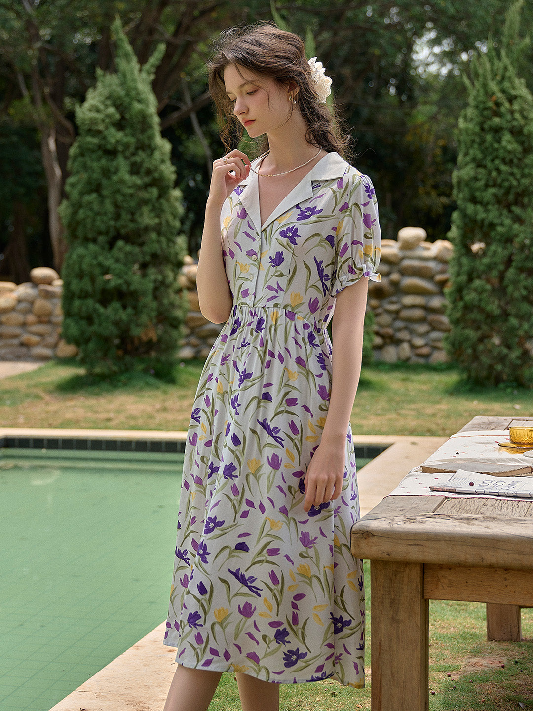 【Final Sale】Esmeralda V-Neck Ruffle Sleeve Dress
