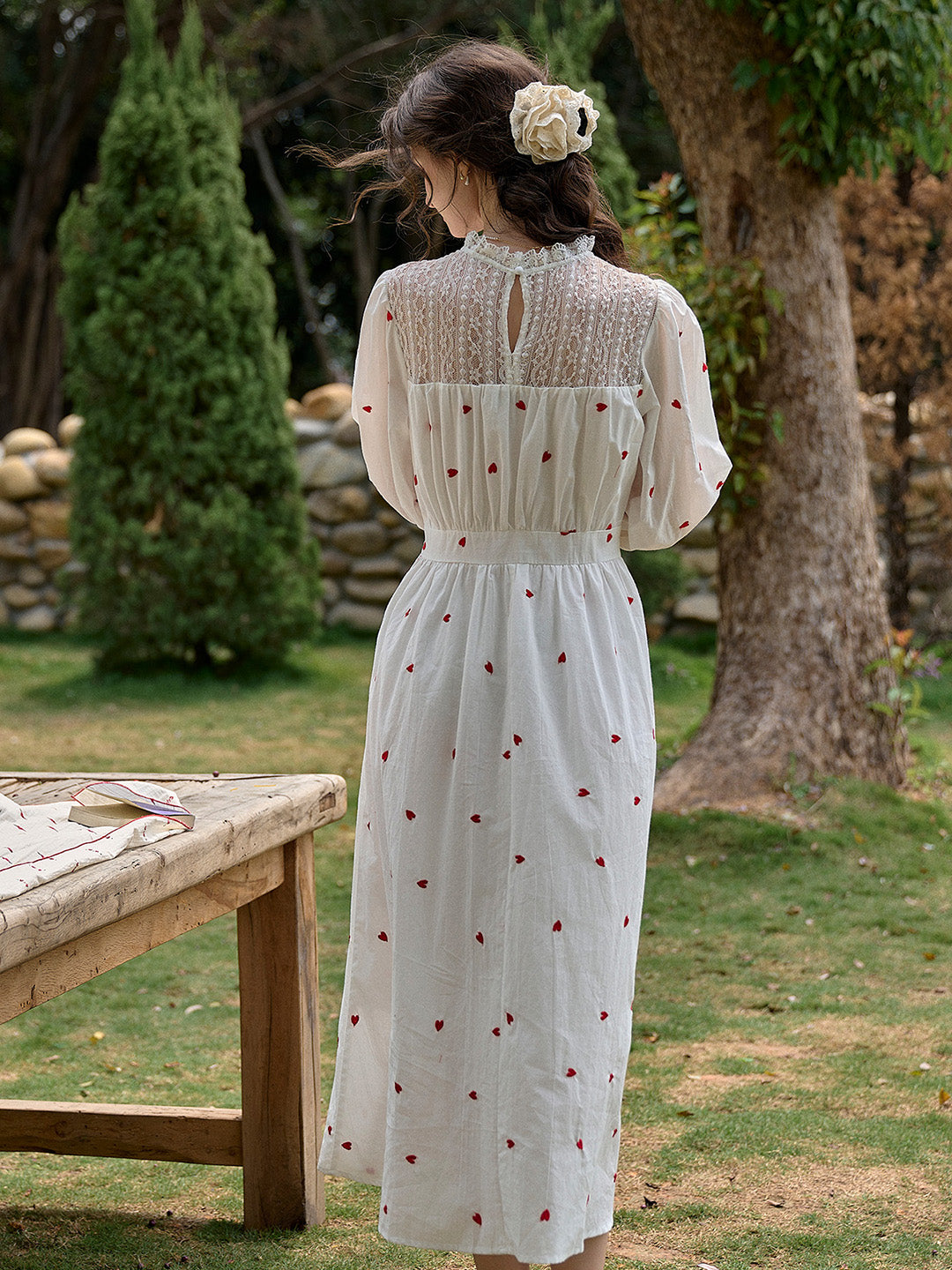 【Final Sale】Lennox Ruffle Neck 100% Cotton Dress - Blue