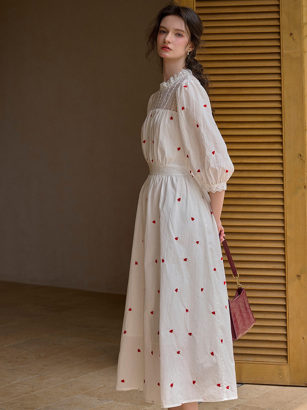【Final Sale】Lennox Ruffle Neck 100% Cotton Dress - Blue