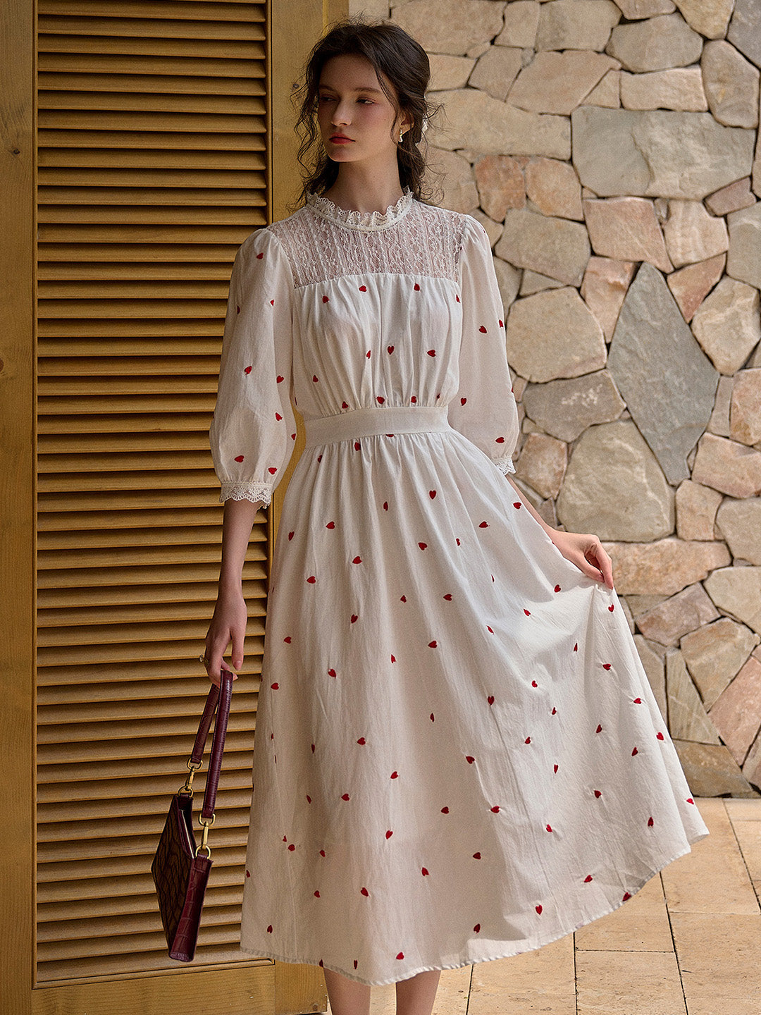 【Final Sale】Lennox Ruffle Neck 100% Cotton Dress - Blue