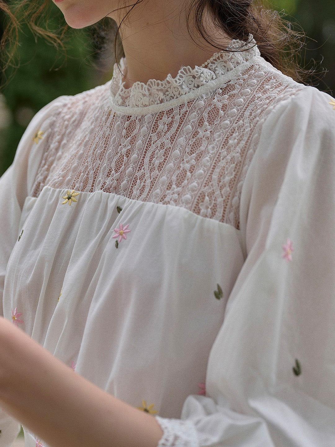 【Final Sale】Lennox Ruffle Neck 100% Cotton Dress - White