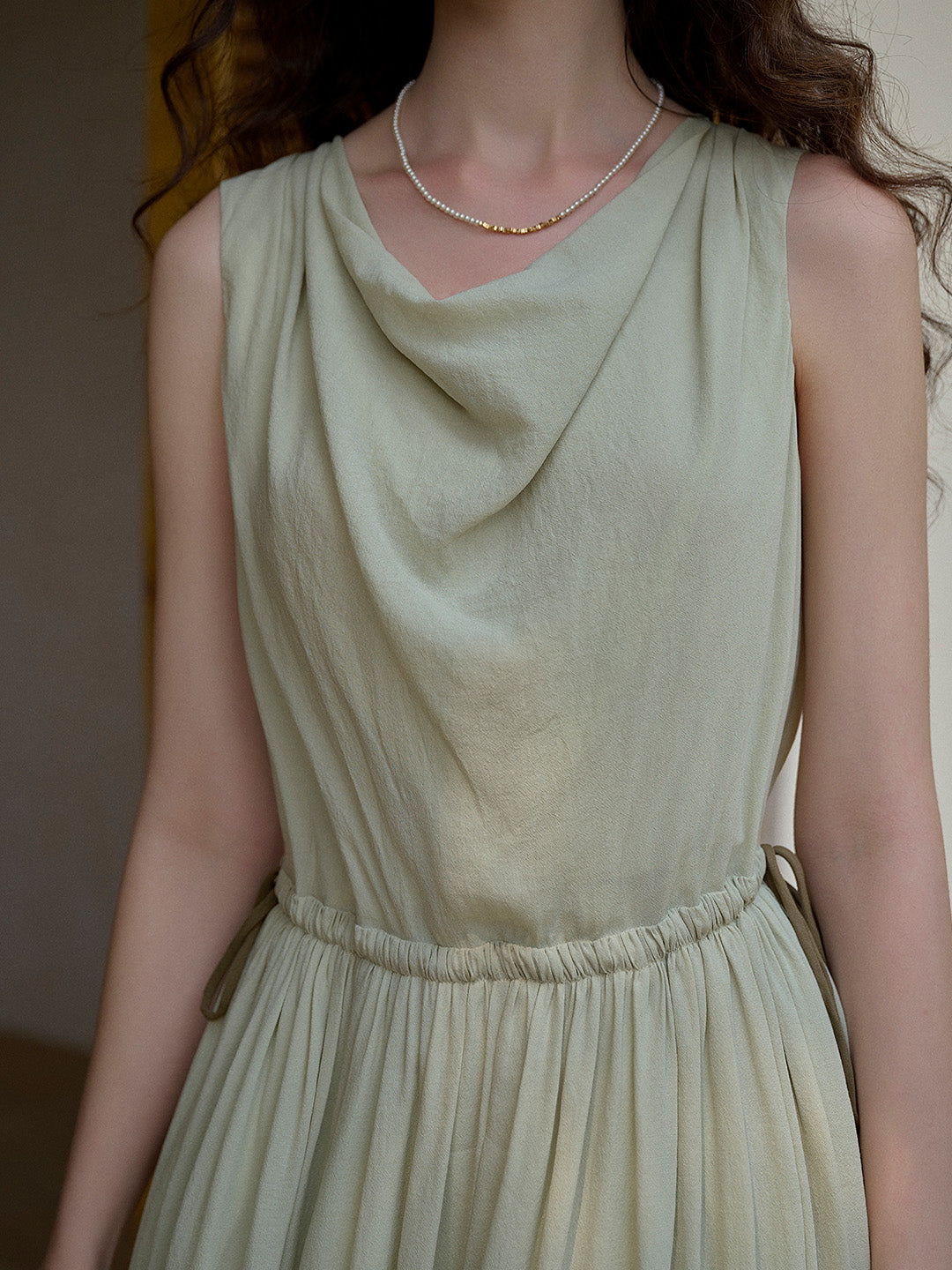 Tatum Cowl Neck Waist Sleeveless Dress