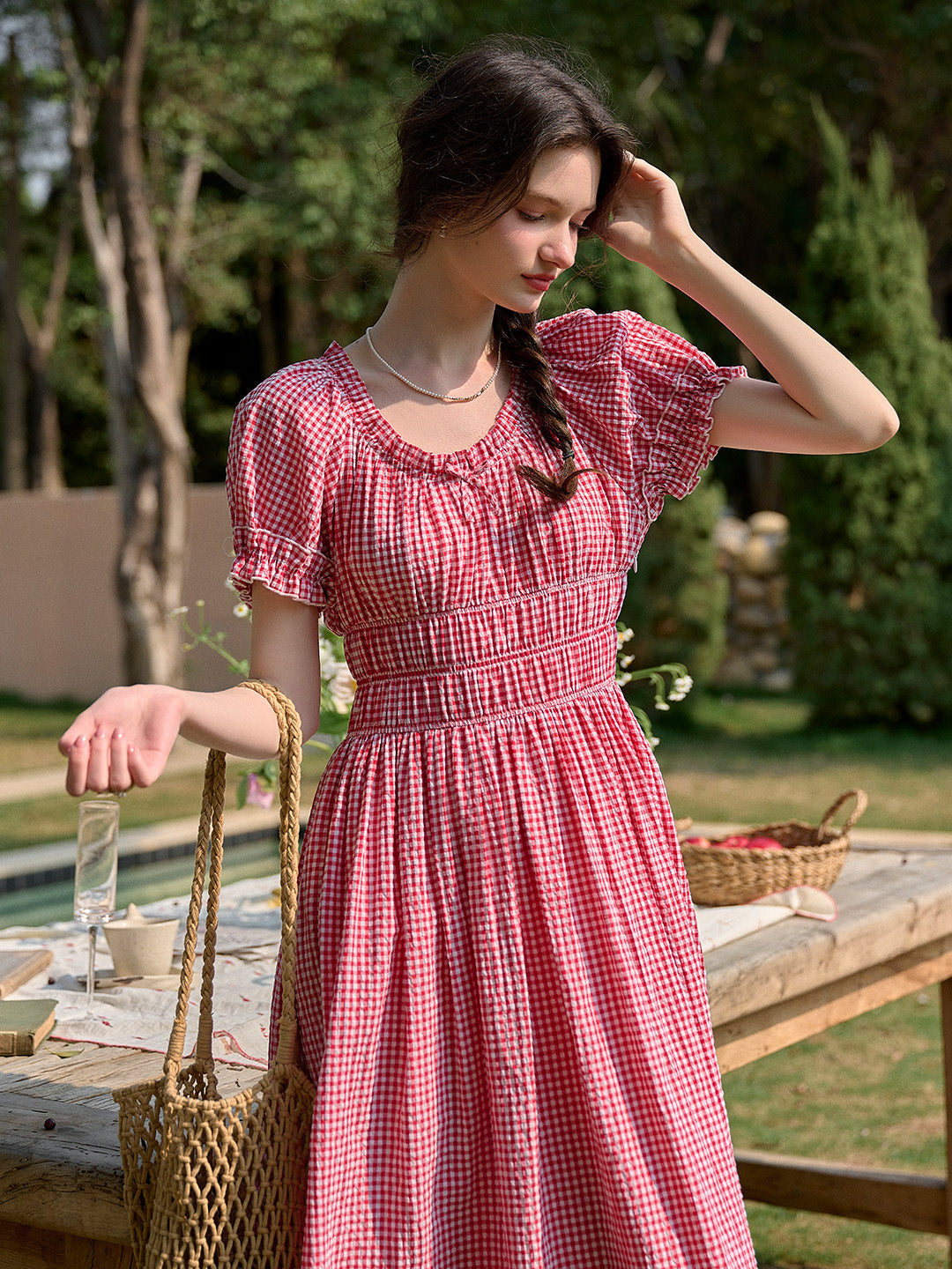 Valeria Round Neck Plaid Dress