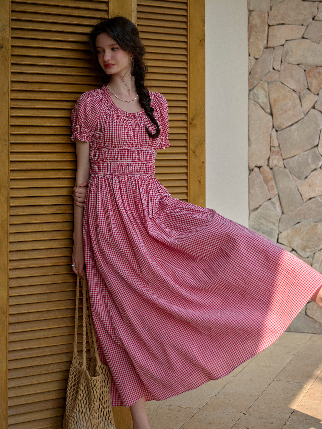 Valeria Round Neck Plaid Dress
