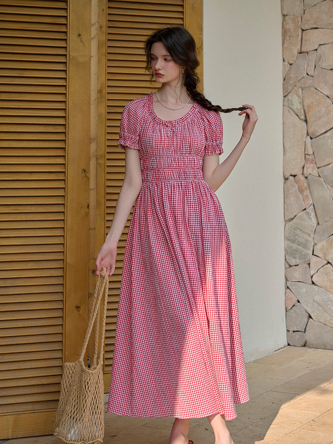Valeria Round Neck Plaid Dress