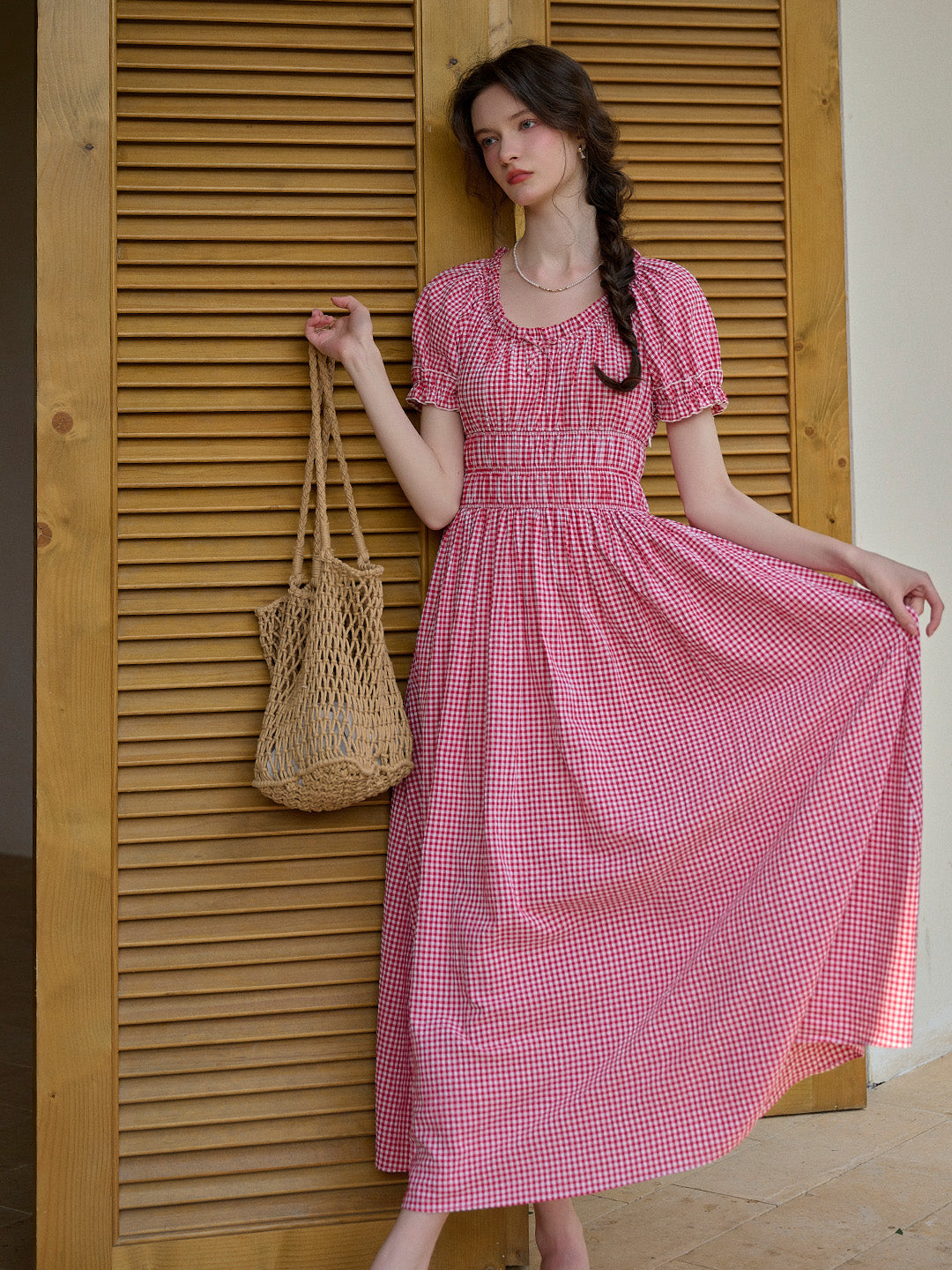Valeria Round Neck Plaid Dress