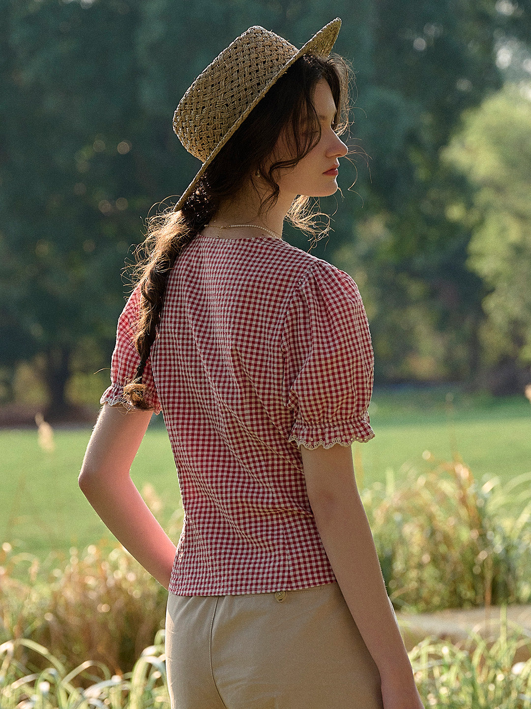 Verity V-Neck Plaid Blouse