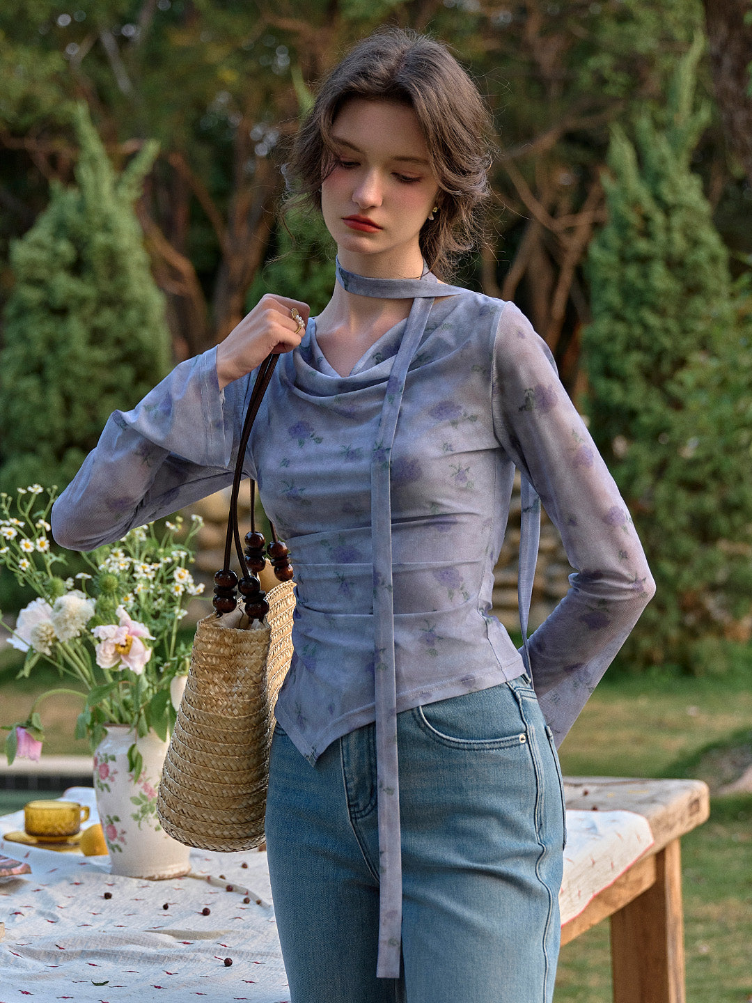 Bexley Cowl Neck Floral Blouse
