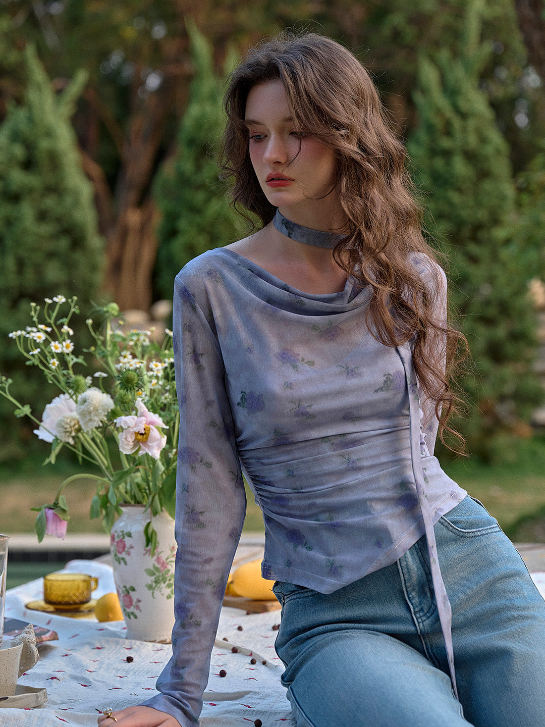 Bexley Cowl Neck Floral Blouse
