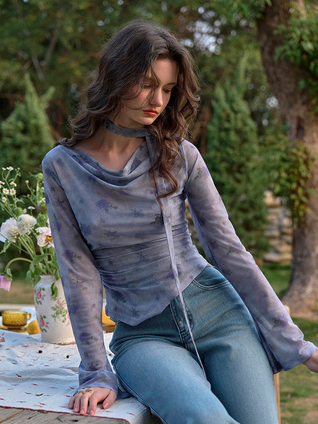 Bexley Cowl Neck Floral Blouse