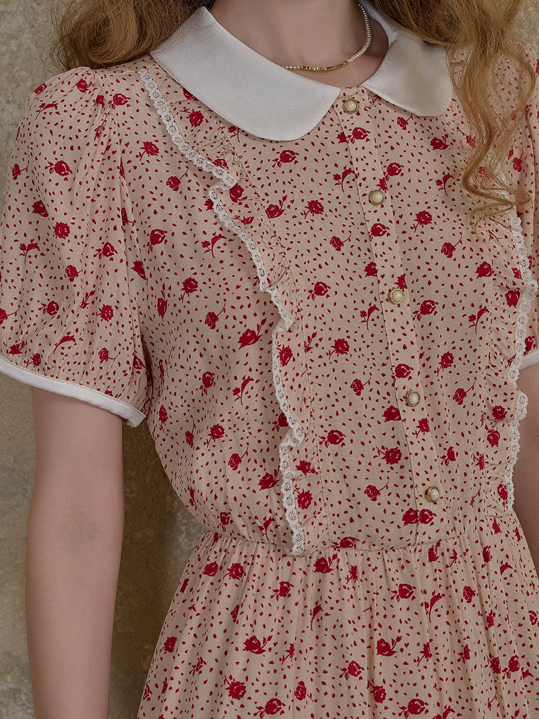 【Final Sale】Johanna Peter Pan Collar Floral Dot Dress