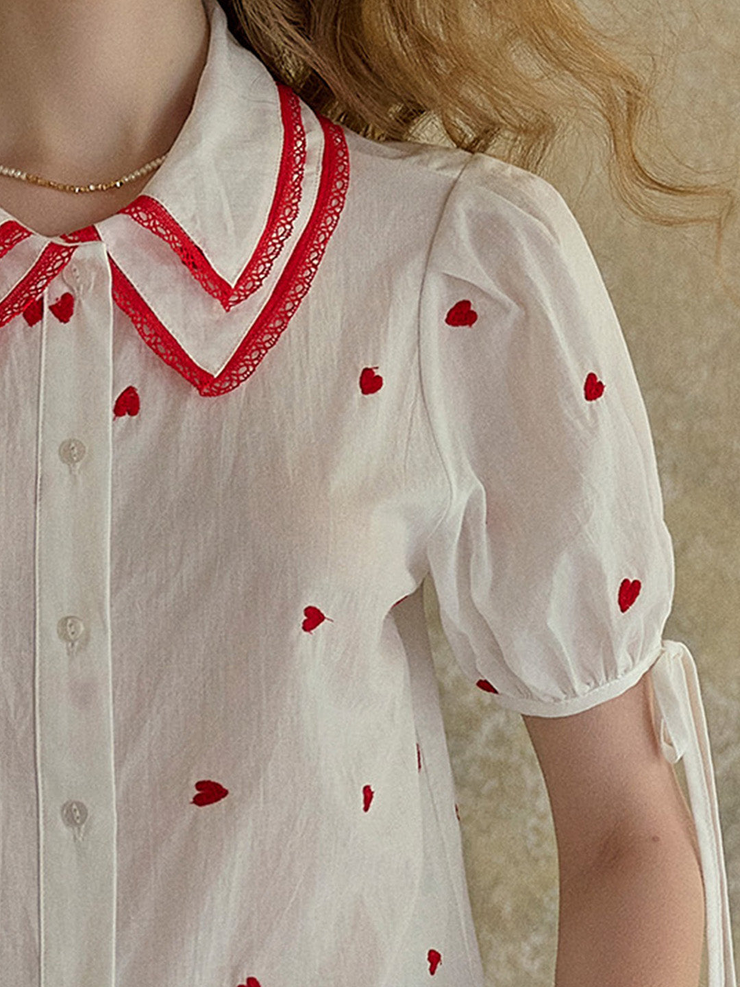 【Final Sale】Kelsey Double Collar Embroidery 100% Cotton Blouse