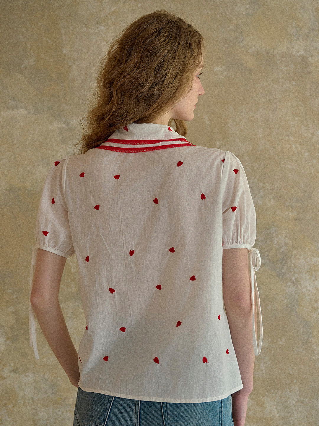 【Final Sale】Kelsey Double Collar Embroidery 100% Cotton Blouse