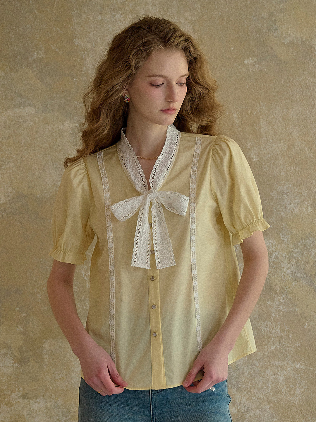 【Final Sale】Calliope V-Neck Bow 100% Cotton Blouse