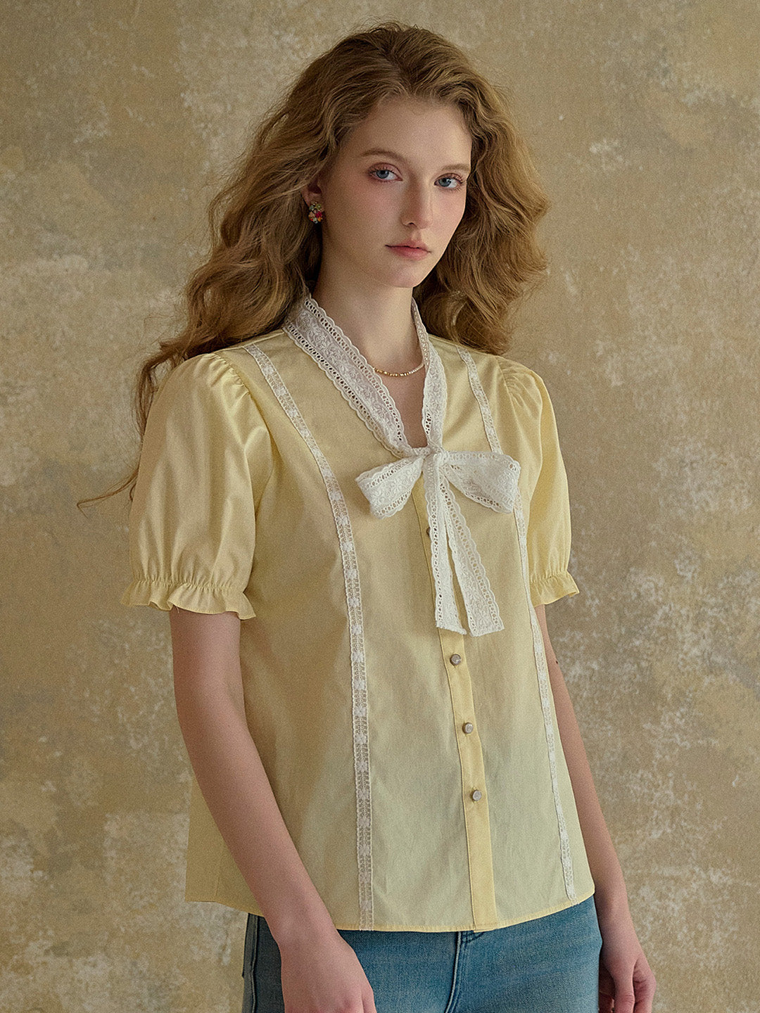 【Final Sale】Calliope V-Neck Bow 100% Cotton Blouse