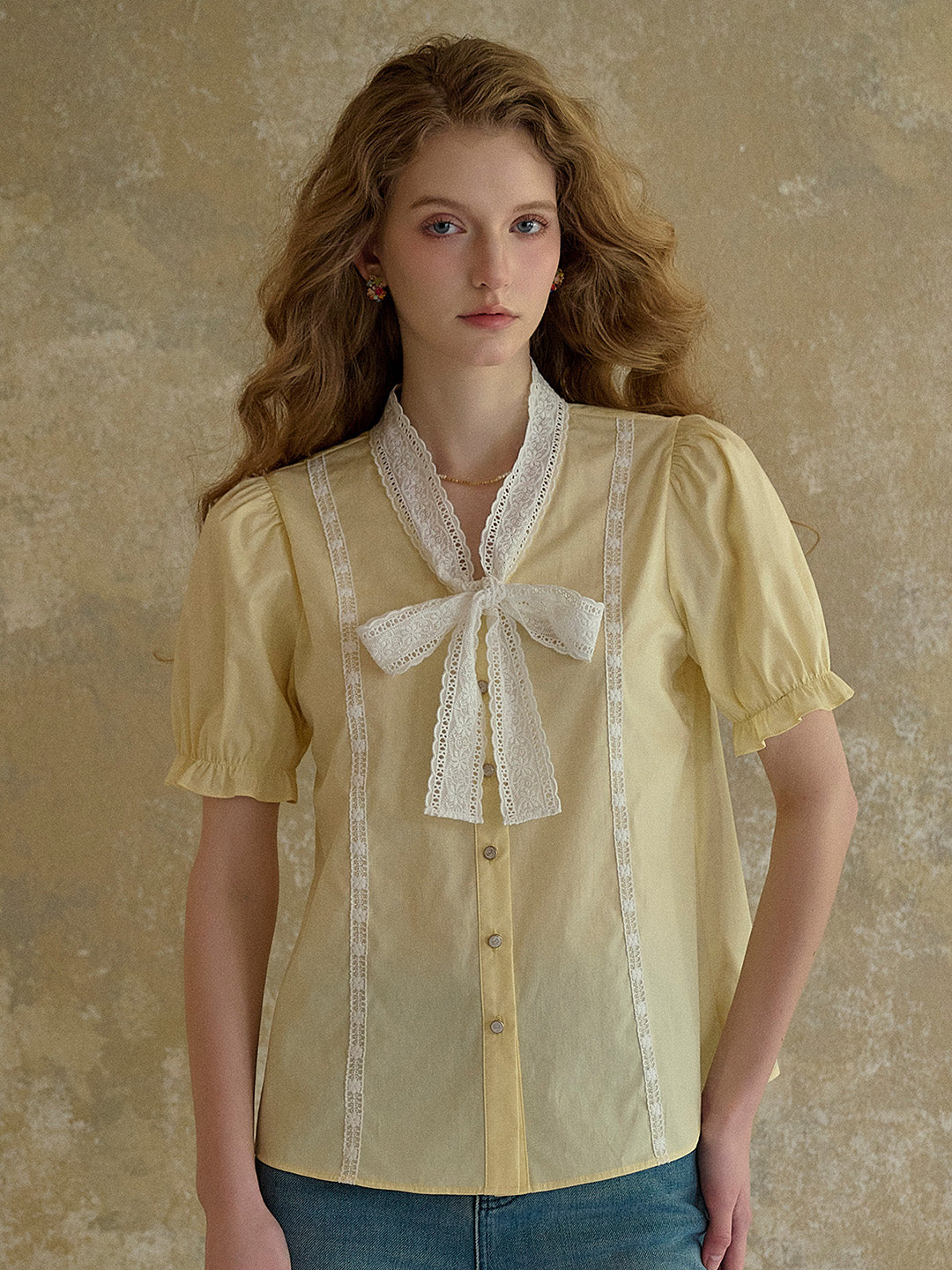 【Final Sale】Calliope V-Neck Bow 100% Cotton Blouse
