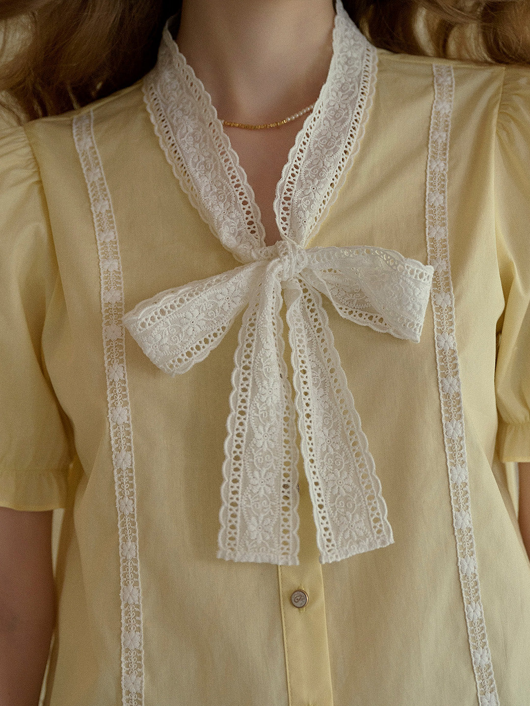 【Final Sale】Calliope V-Neck Bow 100% Cotton Blouse