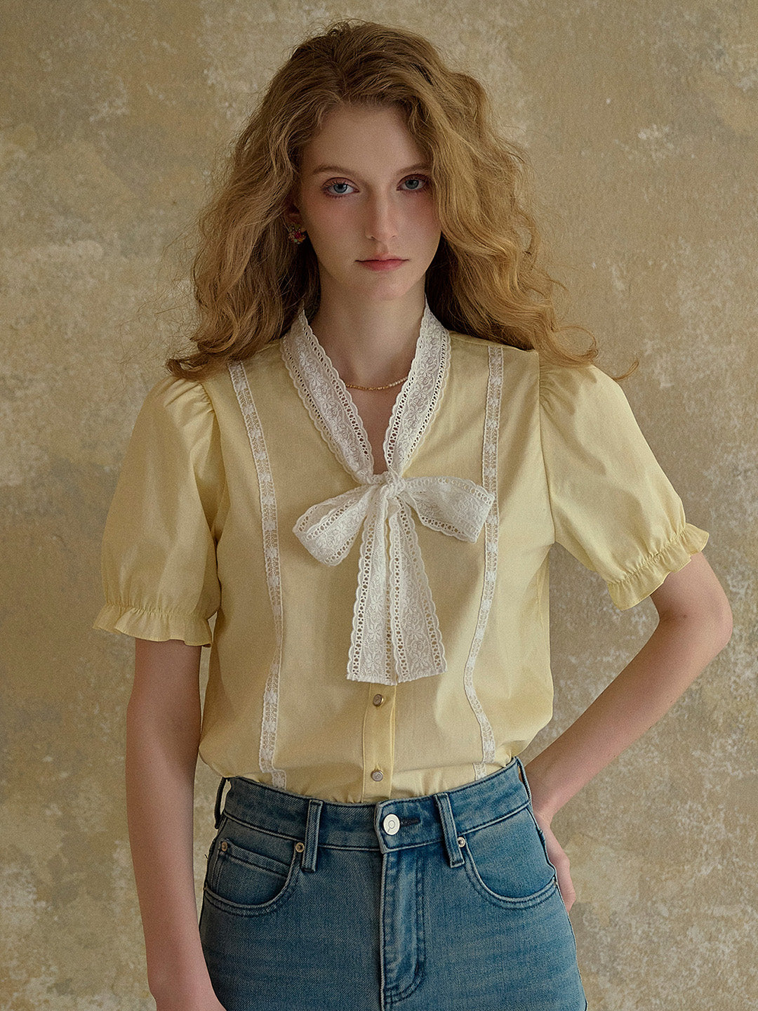 【Final Sale】Calliope V-Neck Bow 100% Cotton Blouse