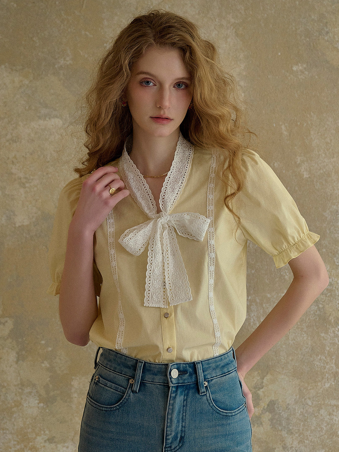 【Final Sale】Calliope V-Neck Bow 100% Cotton Blouse