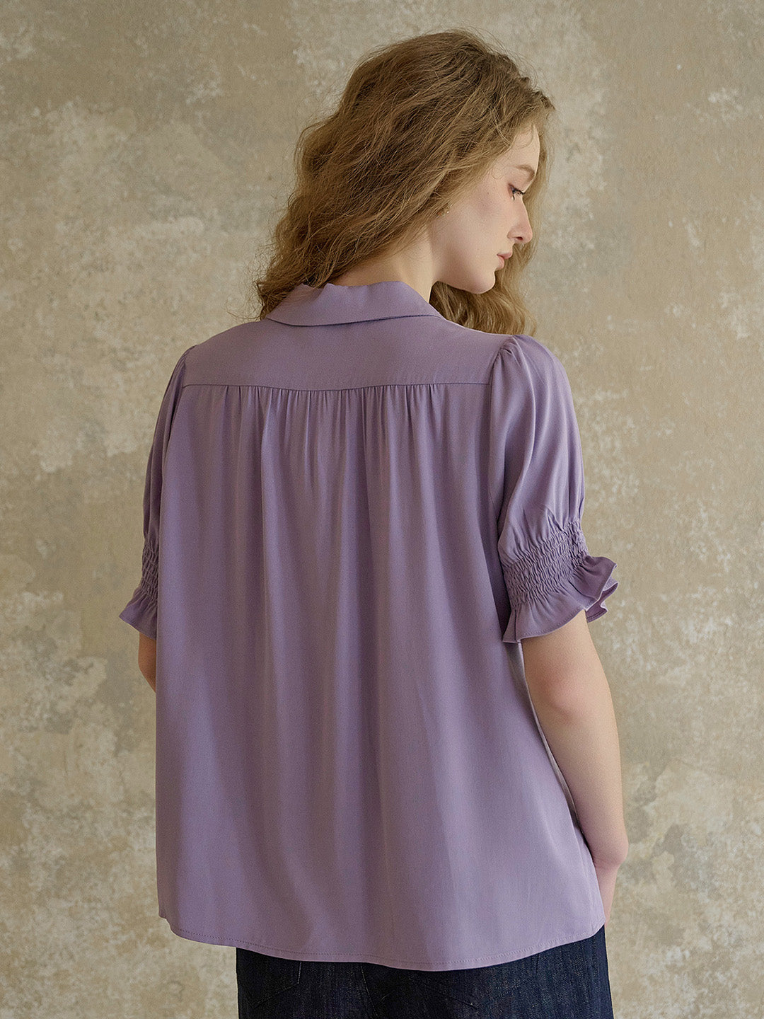 【Final Sale】Wisteria V-Neck Embroidery Blouse - Purple