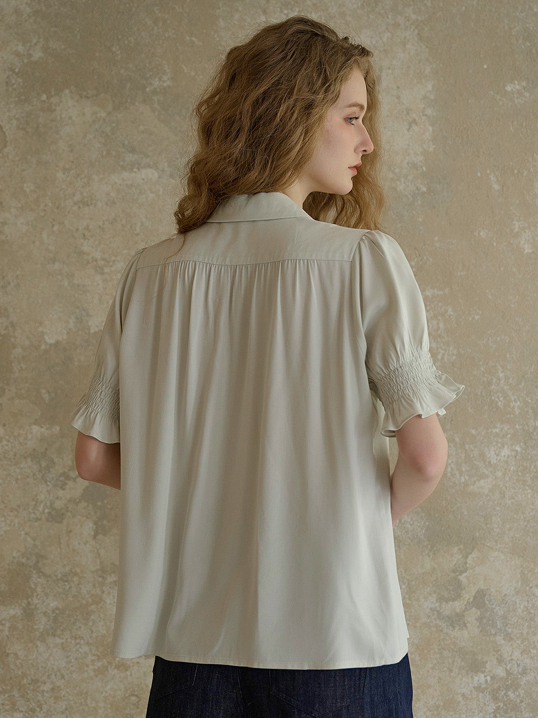 【Final Sale】Wisteria V-Neck Embroidery Blouse - Purple
