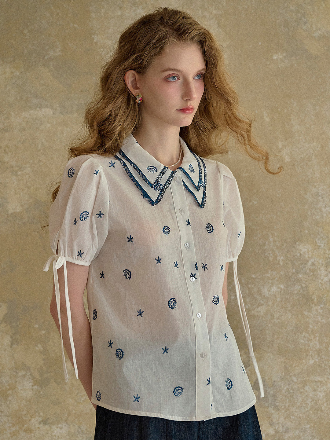 【Final Sale】Amaya Double Collar Stars Blouse