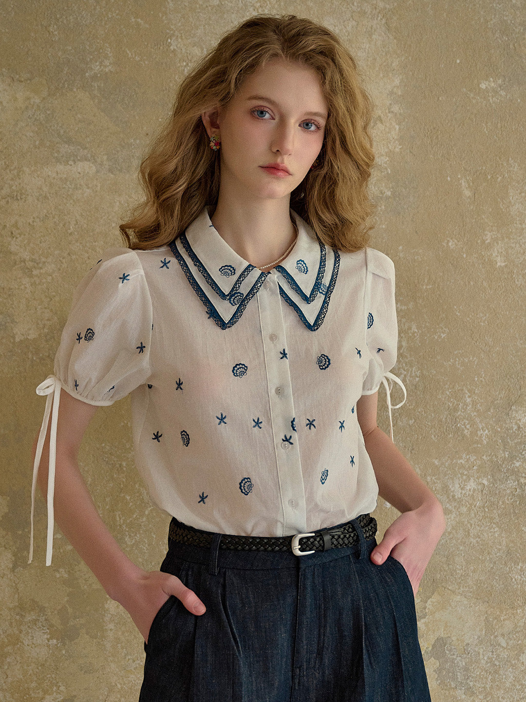 【Final Sale】Amaya Double Collar Stars Blouse