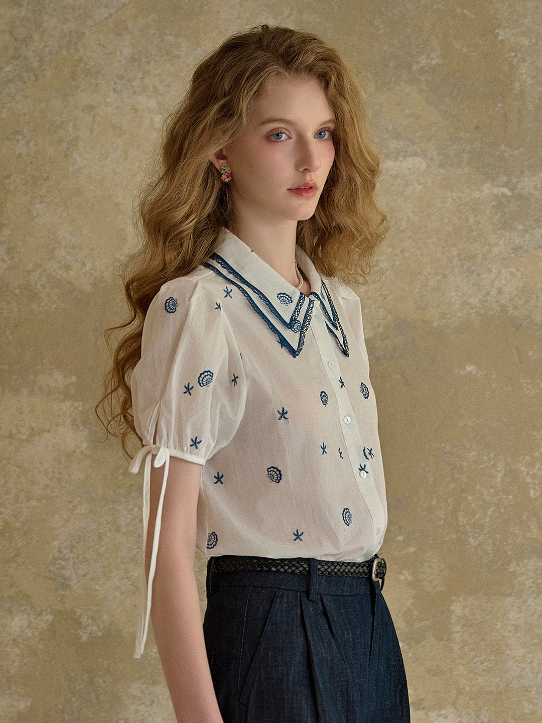 【Final Sale】Amaya Double Collar Stars Blouse