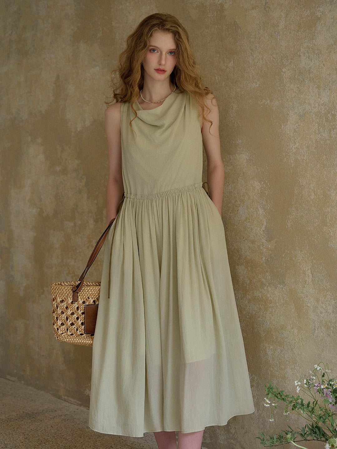 Tatum Cowl Neck Waist Sleeveless Dress
