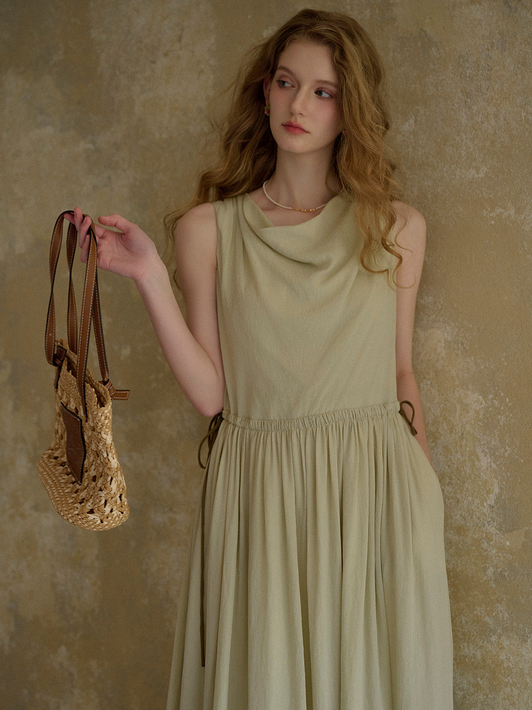 Tatum Cowl Neck Waist Sleeveless Dress