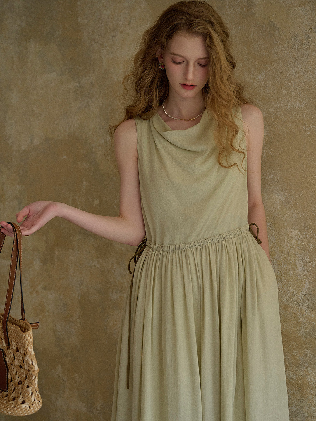 Tatum Cowl Neck Waist Sleeveless Dress