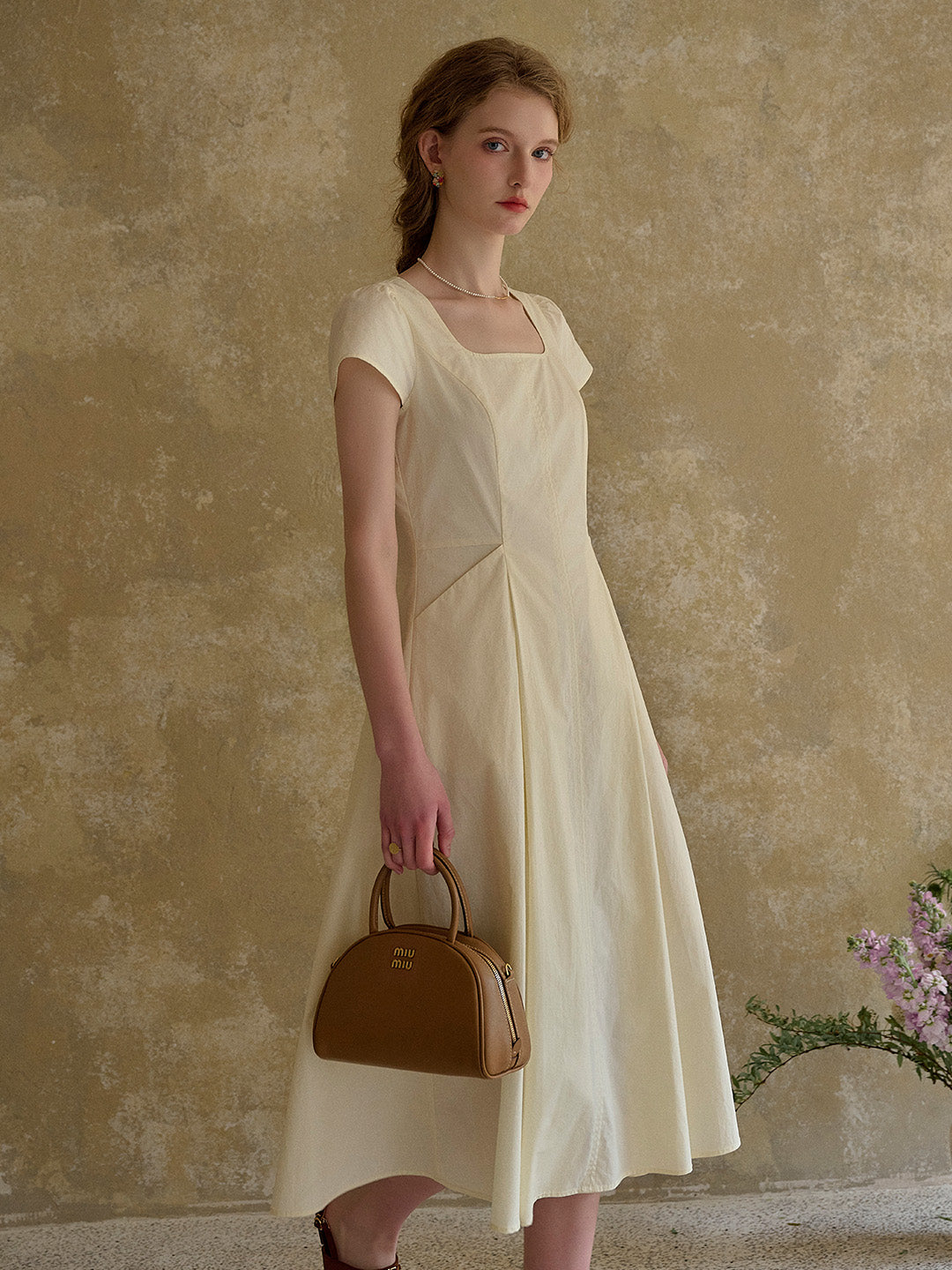 Sylvia Simple Square Neck 100% Cotton Dress